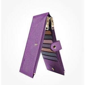 Travelambo Wallet RFID Bifold Multi Card Purple Zippered Pockets